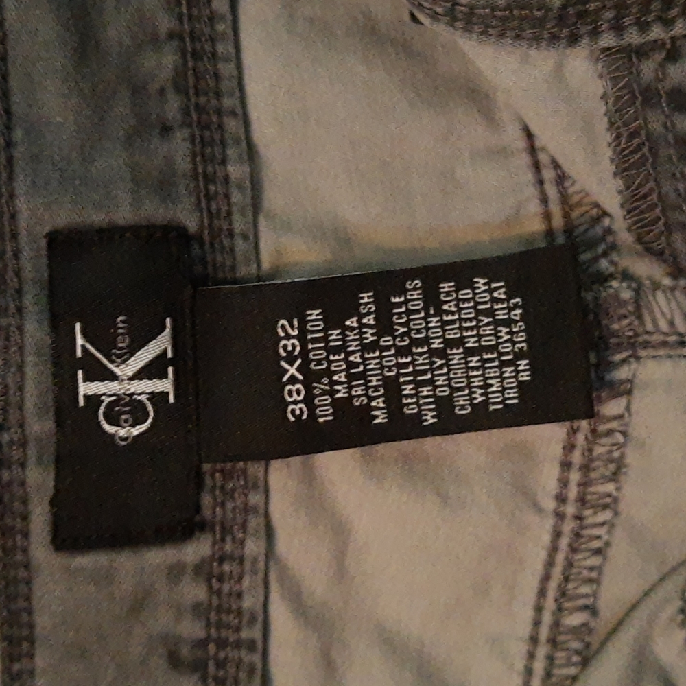 CK Calvin Klein 100% Cotton Men's Flat Front Dark Gray Wash Chino Pant 36x32 - Picture 7 of 16